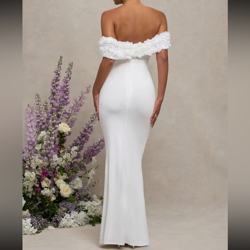 Club L London Maternity White off the shoulder dress